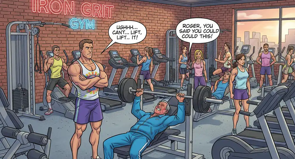 ダイエットのためにトレーニングする中年男性