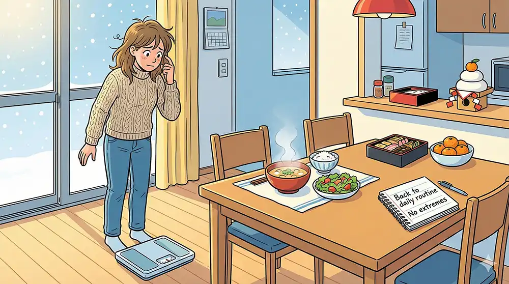 正月太りを気にする女性