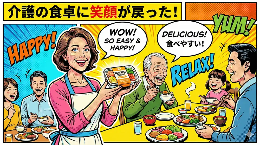 介護が楽になるやわらか食の利用で、介護する家族が笑顔になった