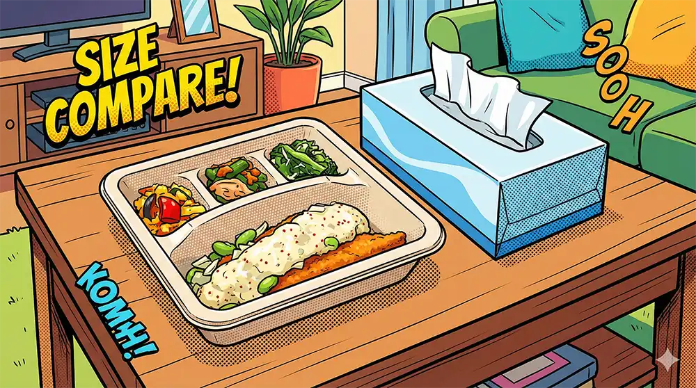 ナッシュとティッシュボックスのパッケージ大きさ比較