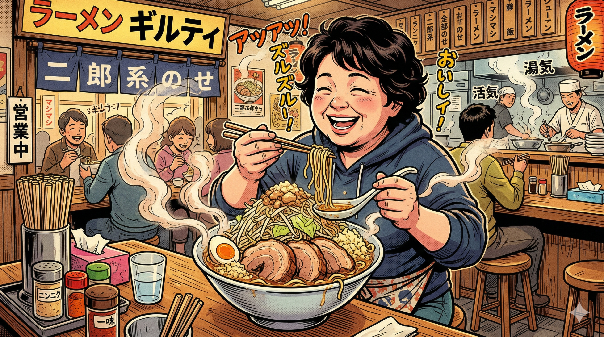 ギルティ消費に幸福感を覚えている中年女性のイメージ