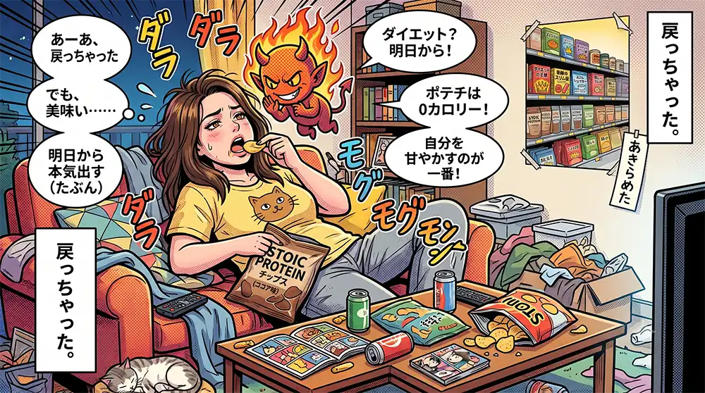 ダイエットを決意したものの、脳内の悪魔の囁きに負けて以前と同じような自堕落な生活に戻ってしまった真由