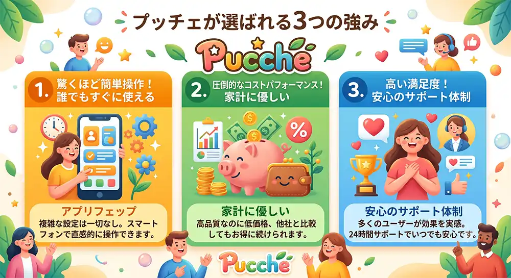 プッチェが選ばれる3つの強み